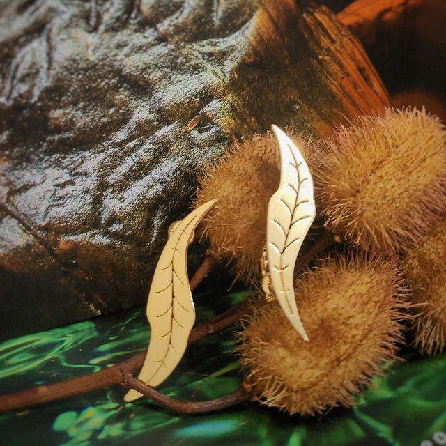 Brinco de Pressão Folha - Ouro