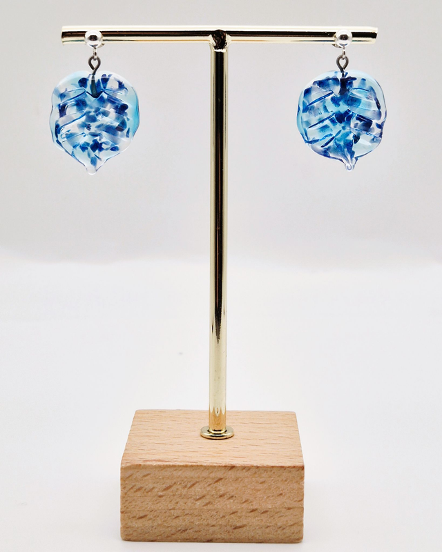 Clous Feuilles bleues et aventurine bleu brillante (D)