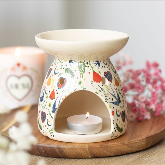 Scandi Folk Print Tea Light Burner