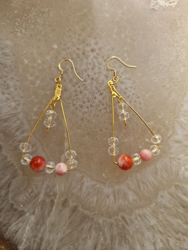 Boucles D'oreilles Cornaline Cristal Acier
