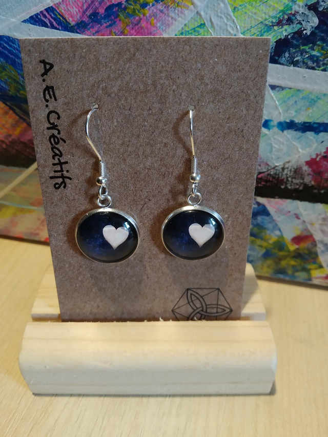 Boucles D&#039;oreilles Cabochons Coeur 