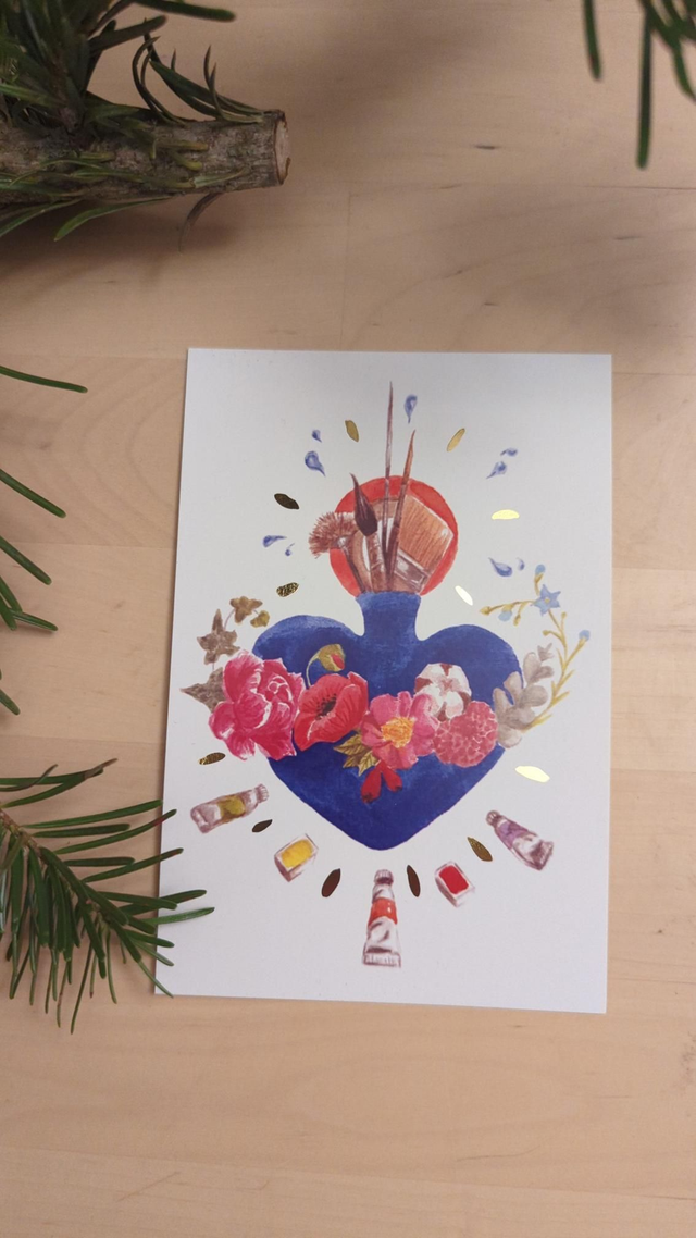 carte ex-voto aquarelle et végétaux