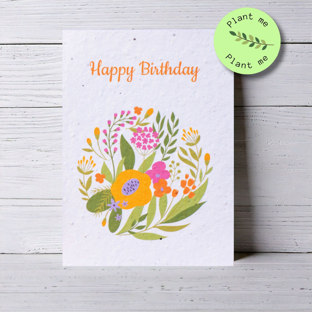Plantable Birthday Card with flowers design