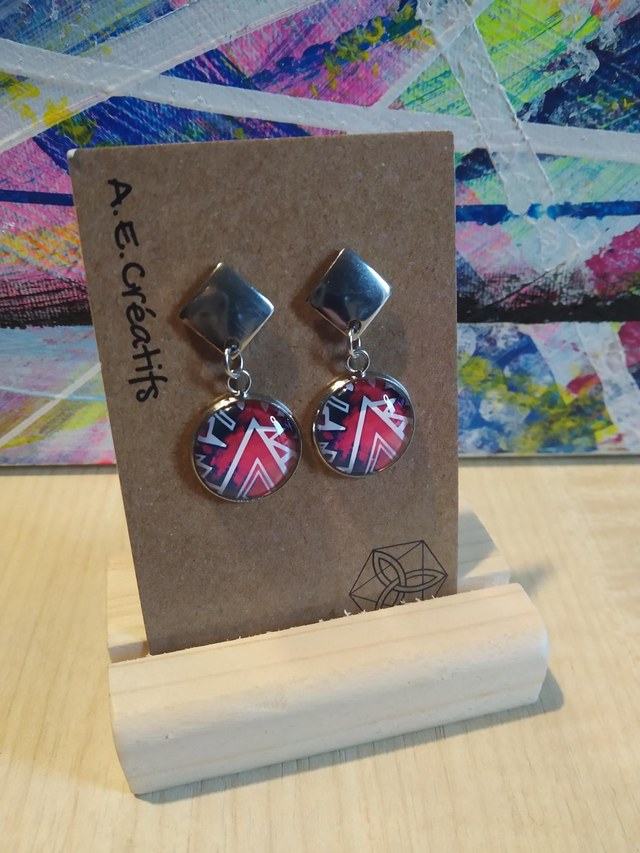 Boucles D&#039;oreilles Cabochons Couleurs Forme 