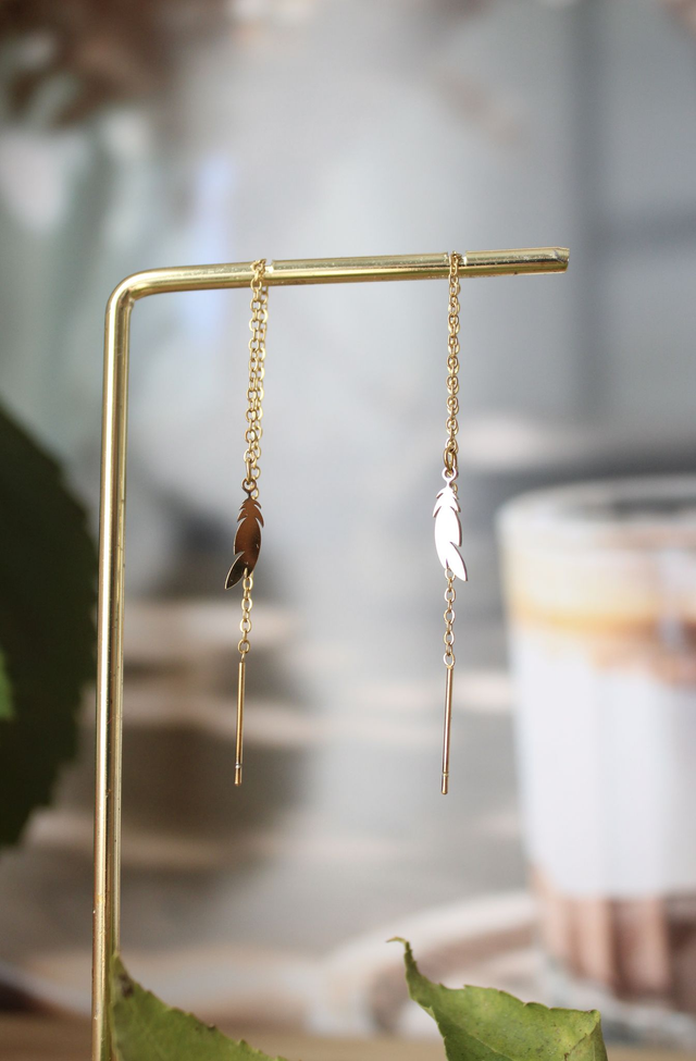 Boucles d’oreilles mini plumes 