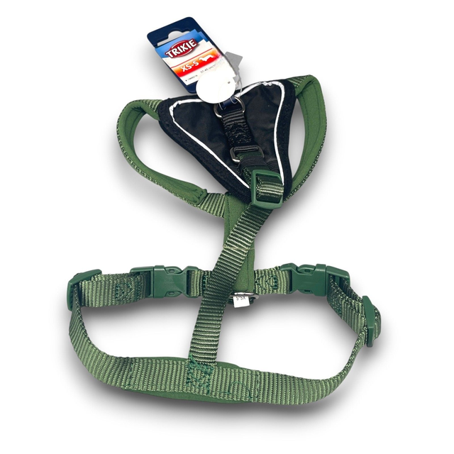Trixie Hundegeschirr Y klein Größe XS S grün schwarz gepolstert 37-45 cm