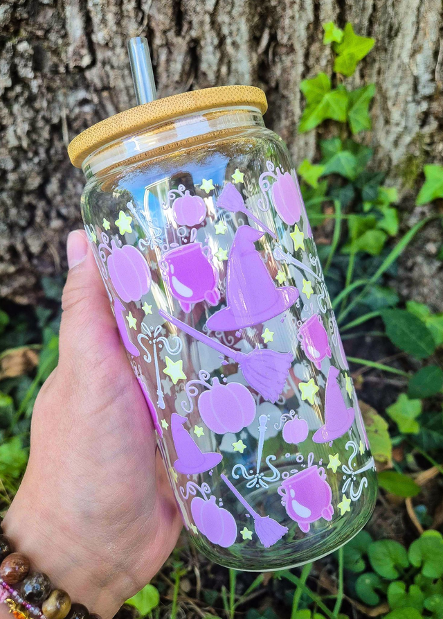 Verre canette avec bouchon et paille - Witch