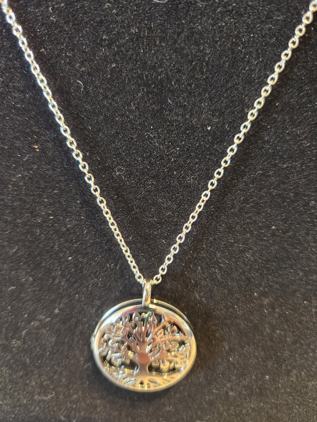 Black agate Tree of Life Locket pendant 