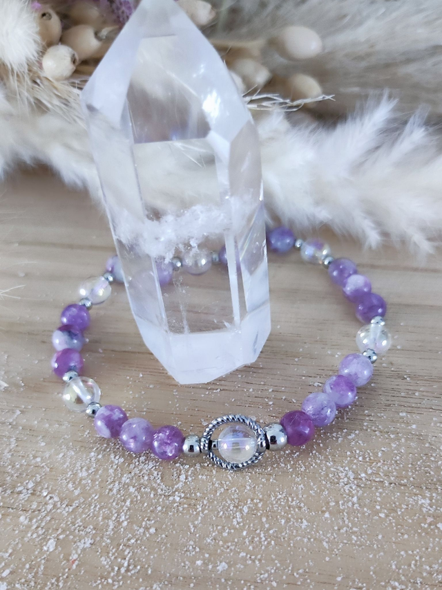 Bracelet "Anxiété" Lépidolite violette
