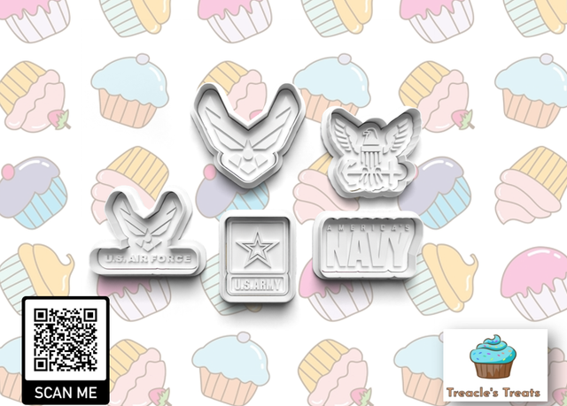 Army-Navy-Airforce Theme Fondant/cookie stamps with cutters