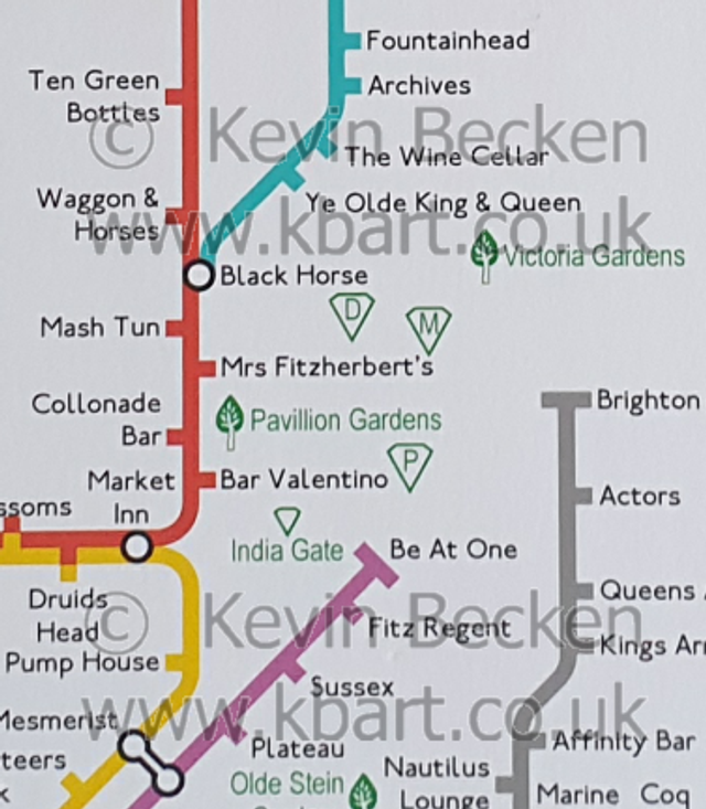 Brighton PITSTOP map of Pubs, Inns and Taverns