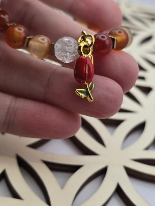 Bracelet Cornaline et Cristal de roche 0,8 cm