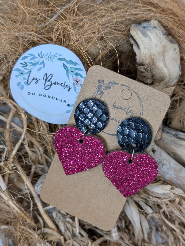 Coeur ❤️ c2035 noir framboise 