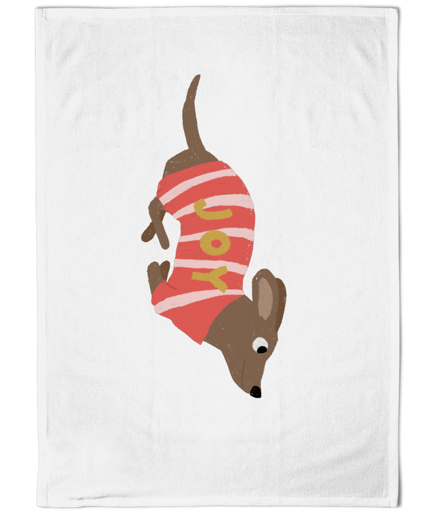 Illustrated Cotton TeaTowel - Joy 