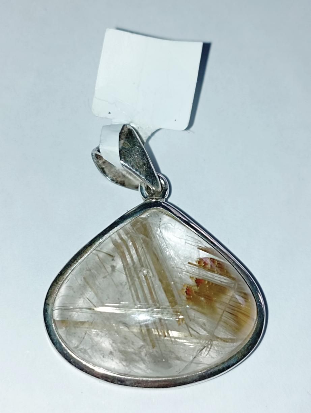 Pendentif argent quartz à cheveux d&#039;ange 