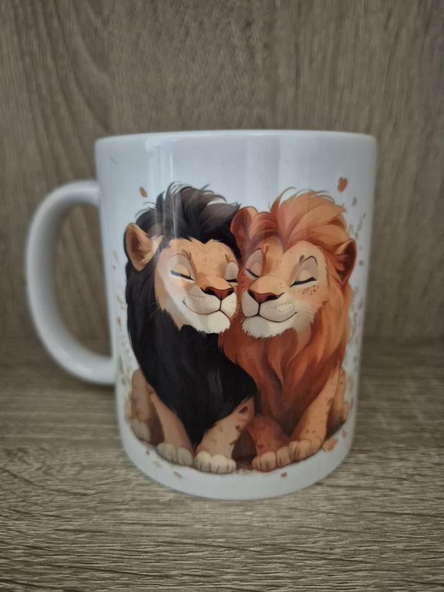 Mug &quot; Couple lion&quot;