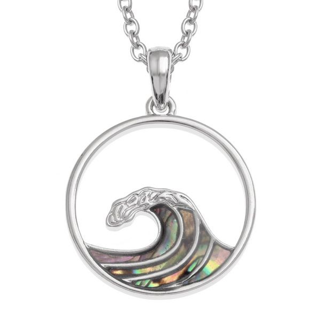 Paua shell Cresting Wave pendant - 25mm