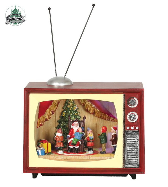 NATALE , CARILLON CON MOVIMENTO VECCHIO TELEVISORE