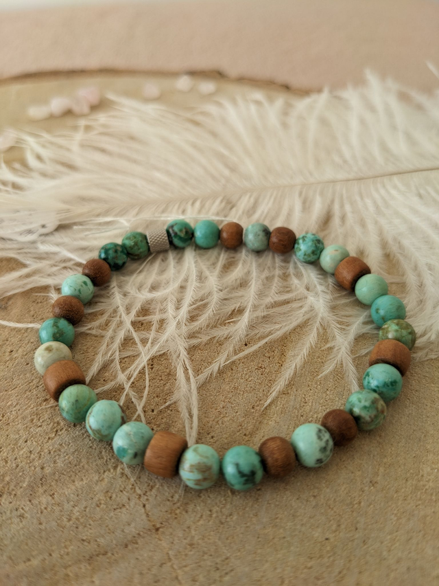 Bracelet Chrysocolle et Bois de santal