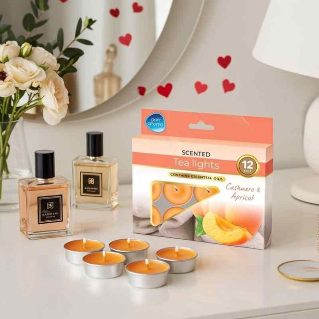 Pan Aroma Valentine’s Tea Light Candle Set – 12pcs (Cashmere &amp; Apricot)

