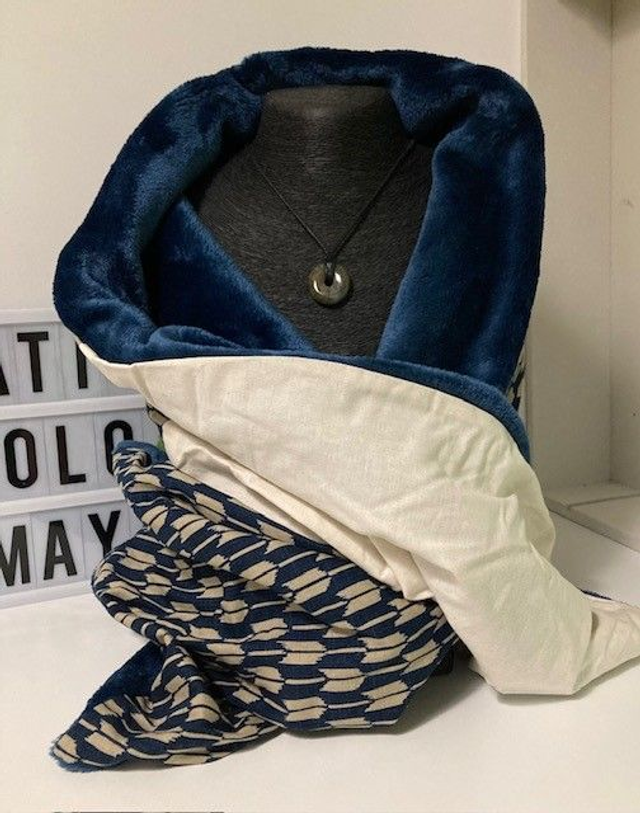 Écharpe polaire tricolore bleu profond