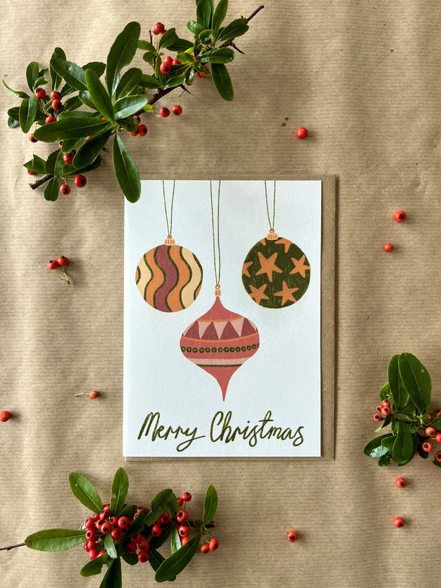 "Merry Christmas" Baubles Card