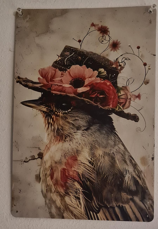 Plaque métal oiseau 