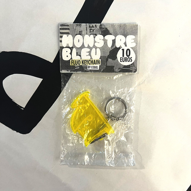 Porte-clés Monstre bleu Fluo jaune
