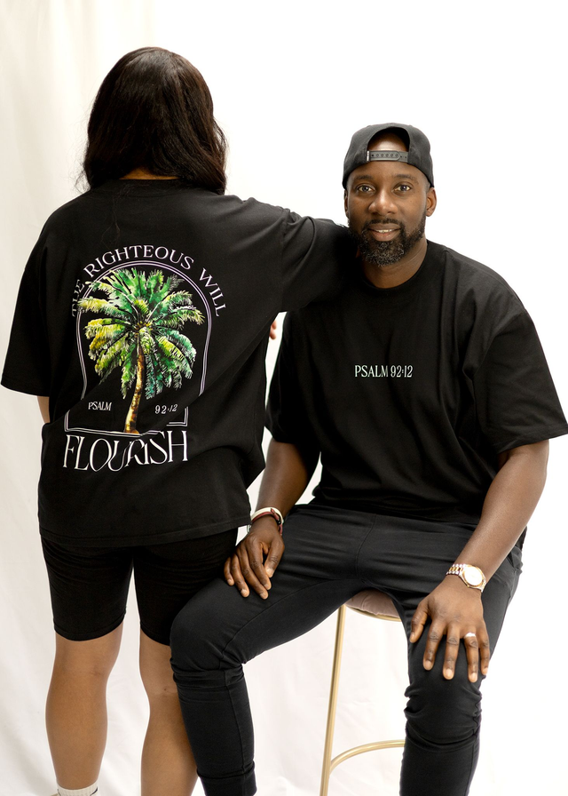 The Black Palm Tree Tee - Psalm 92:12 [Oversized]