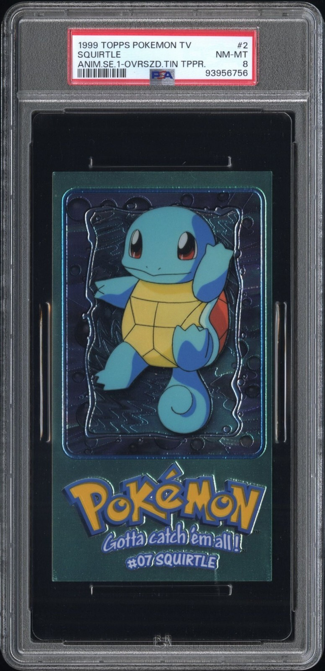 PSA 8 Squirtle #2 Topps Pokémon TV Anime Series 1 Oversized Tin Toppers
