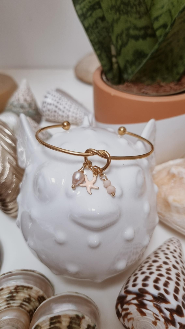 Jonc acier doré - étoile de mer beige rosé 