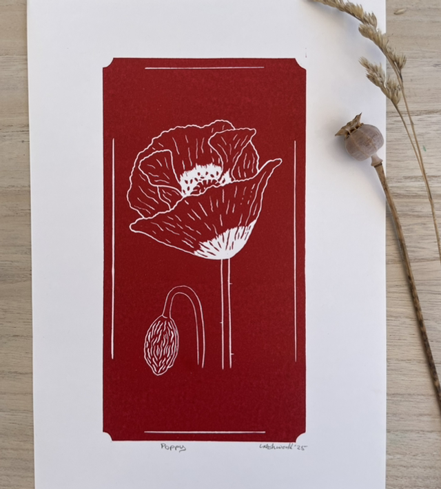 Poppy Original Lino Print