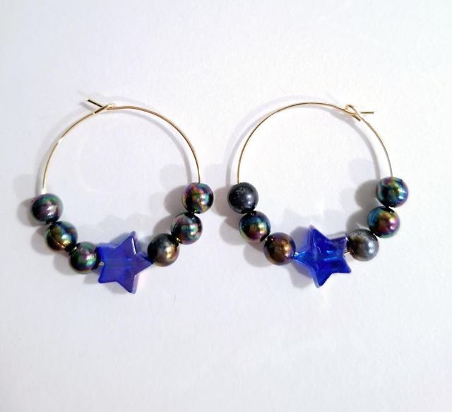 Star and bead hoop earrings 