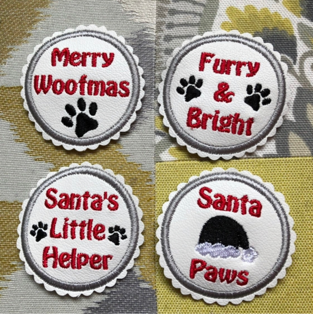 Dog Collar Christmas Badge - 4 different designs