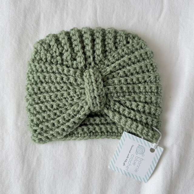 Sage green bow beanie