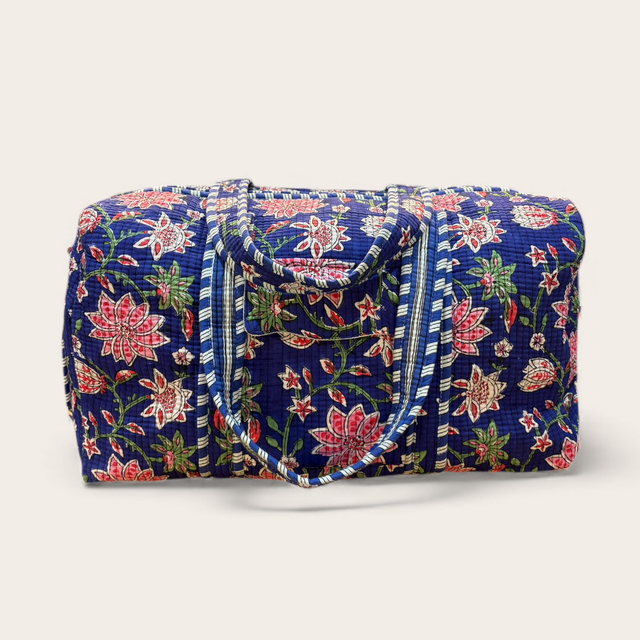 Blue &amp; Pink Floral Duffle Bag