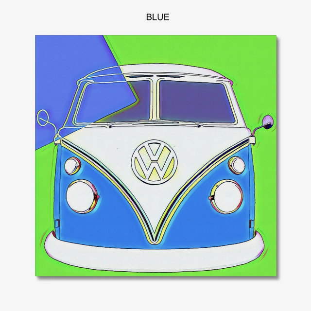 Classic VW Camper Pop Art Canvas Pictures, Warhol Style, Wall Art, Four Designs in Six Sizes