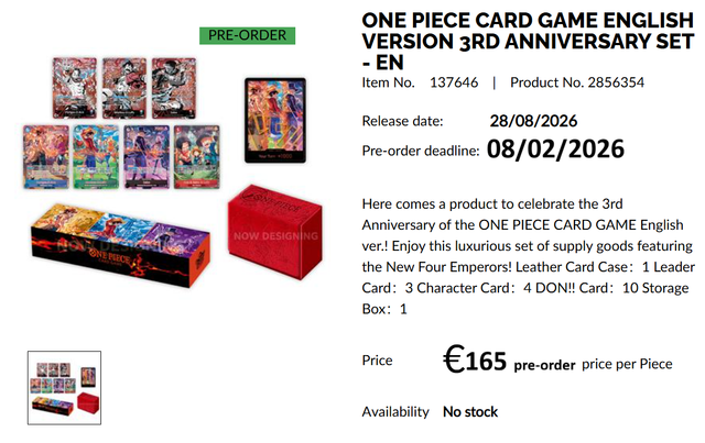 Pre-order One Piece Card Game English Version 3rd Anniversary Set - EN