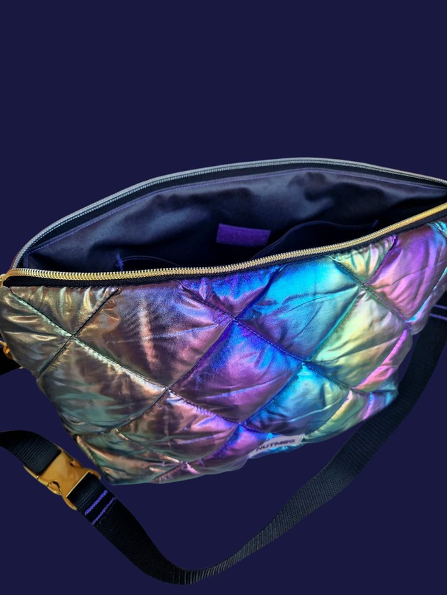 Large Crossbody Hip Bag Metallic