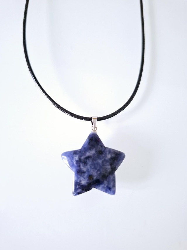 Sodalite star pendant with cord necklace
