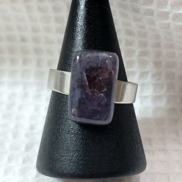 Bague Cordiérite (Iolite) acier inoxydable ajustable 1