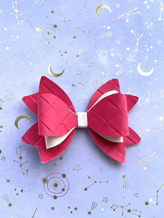 Pink quilted hair bow