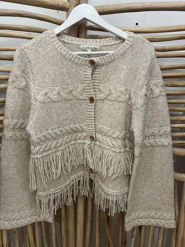 Ibiza Mode Fringle Jacket Diara Beige