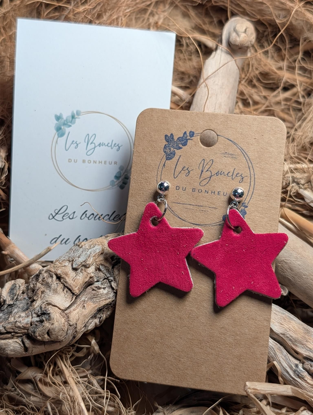 Boucles d'oreilles Années 80/90 Étoile fushia x007