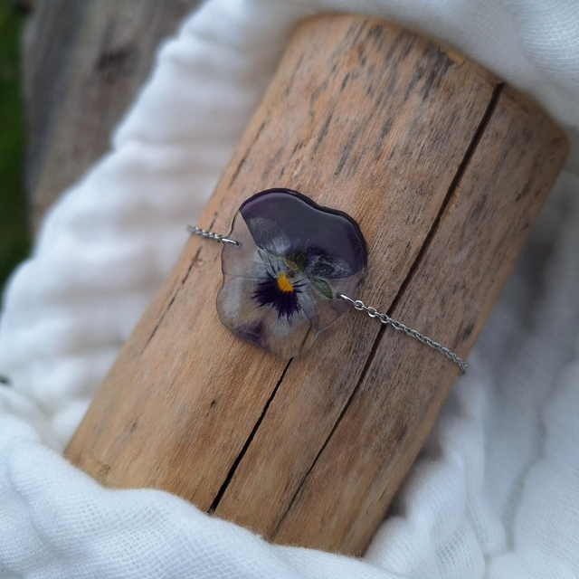 Bracelet petite Pensée • Viola cornuta • argenté 