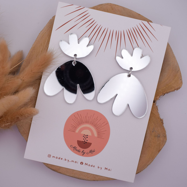 Boucles d'oreilles argentées en plexi