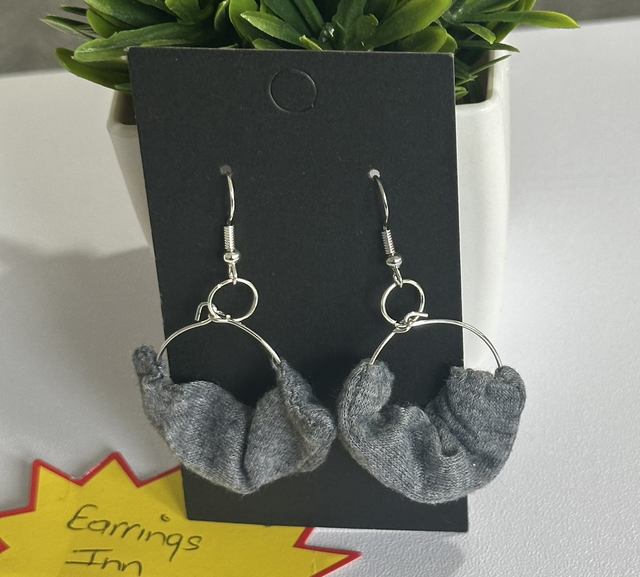 Fabric Hoop Earrings - Plain- FHP04