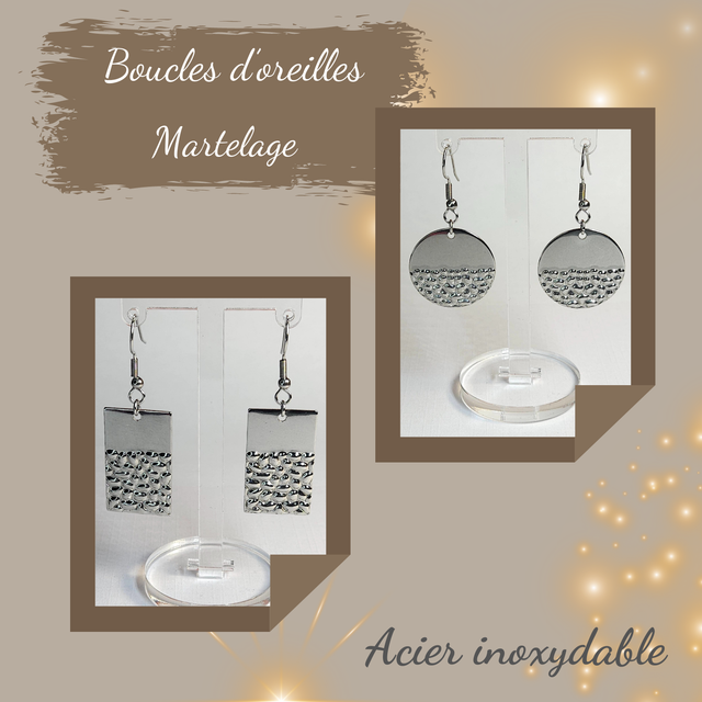 Boucles d&#039;oreilles Acier inoxydable - Martelage