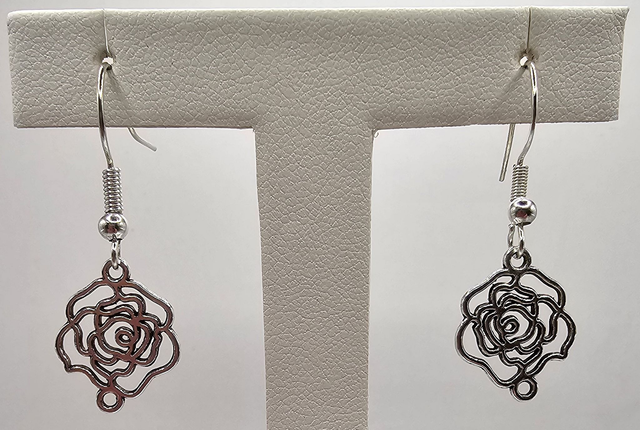 Open Rose Earrings.