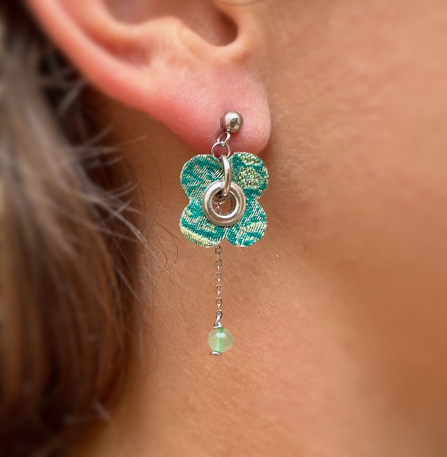 Charme Printanier#1-Aventurine et tissu coton vert